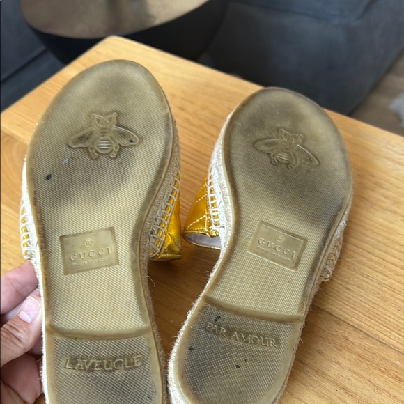 Gucci Gold Slide Sandals - Picture 4 of 9